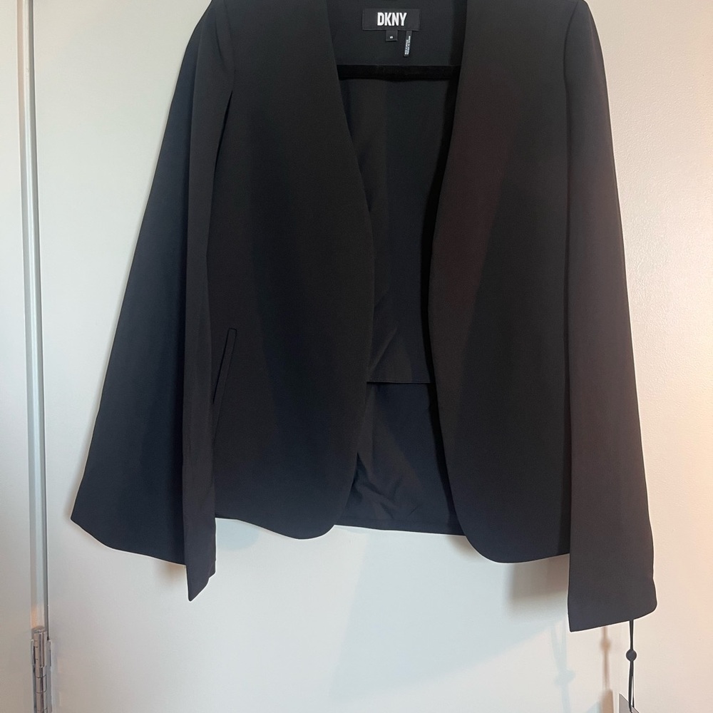 DKNY Black Cape Blazer for Business Attire